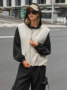 SHEIN Unity 1 套：女式休闲拉链背心 + 轻质无袖西装外套