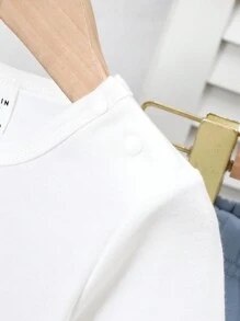 SHEIN Playful Pals 3 件套秋冬学院风纽约印花长袖上衣 + 印花纯色裤子套装，男婴服装 - 淺藍色 - 查看 6