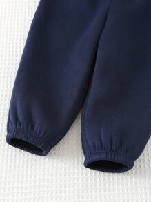 Cozy Pixies 2pcs/Set Baby Boy Letter Print Round Neck Long Sleeve Hoodie And Elastic Waist Pants Outfit
