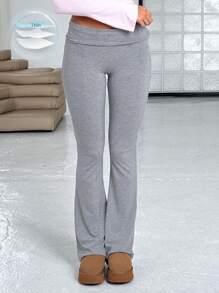 SHEIN Unity 純色寬鬆束腰褲 - 灰色 - 查看 1