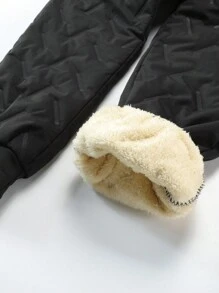 Manfinity Homme Quần dài nam giữ nhiệt có họa tiết chữ, dây rút, lót ấm, thích hợp mặc đi chơi, màu đen trơn, quà tặng cho chồng, bạn trai, mùa thu đông. - màu đen - Xem 6