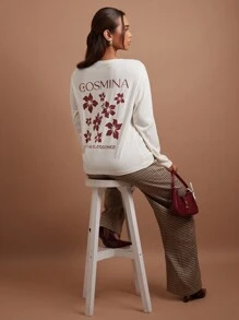 COSMINA Graphic Print Casual Loose Fit Long Sleeve Women T-Shirt