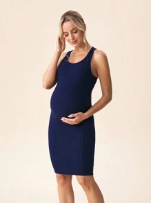 SHEIN Maternity Solid Turtleneck Long Sleeve Casual Sweater And Skirt 2 Pieces Set