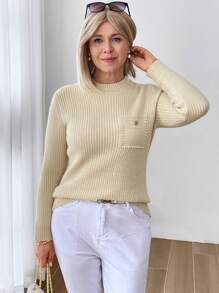 SHEIN LUNE Women's Thermal Lined Turtleneck Base Layer Sweater Women Sweaters Fall Sweaters Fuzzy Sweater - Brown - View 4