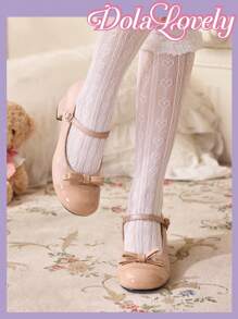 Dola Lovely Women's Solid Color Bow Decor Casual High Heel Pumps For Christmas And New Year Holiday Vibe Fall And Winter