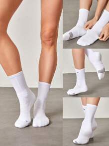 GLOWMODE Tất cổ cao màu trắng tập luyện với lớp đệm tích hợp và lớp lót mũi giày liền mạch - trắng - Xem 8
