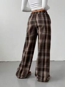 SHEIN BASICS 休闲宽松直筒保暖内衬女裤，日常通勤，温暖舒适，保暖好帮手