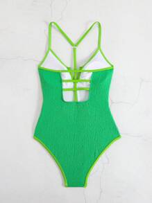 قطعة واحدة من البدلة السباحة ذات اللون الأحادي، الحمالة والظهر المتصالب (مونوكيني) لفصل الصيف