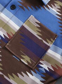 Manfinity Homme Herren locker sitzender karierter Übergangsmantel mit Taschen und Patches ohne T-Shirt, bunter lässiger Mantel für Ausgang, als Geschenk für Freunde, Ehemann, Freund