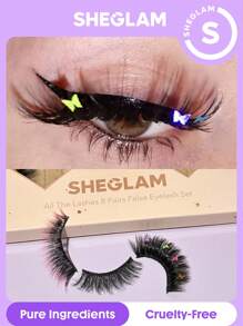 SHEGLAM All The Lashes 8 Pairs False Eyelash Set Manga Lashes Cat Eye Lashes Tapered Fluffy Wispy Natural Fuller Longer Thicker Natural False Eyelashes Diy Eyelash Extension Fake Eyelashes Brand Beauty Makeup Face Paint Cosmetic For Women Girls Perfect For Winter Spring Ideal For Y2K Fancy Fashion Suitable For Birthday Gift Party Ready Best Color - Black - View 5