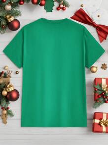 Manfinity Homme Áo thun cặp đôi in hình ông già Noel Giáng sinh thời trang thường ngày cho nam, Áo thun cổ tròn màu xanh lá cây ôm vừa vặn, Thích hợp làm quà tặng - màu xanh lá - Xem 7