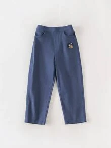 PrepCrw Young Boys' School Style Elastic Waist Blue Woven Pants, Autumn/Winter - Blue - View 1
