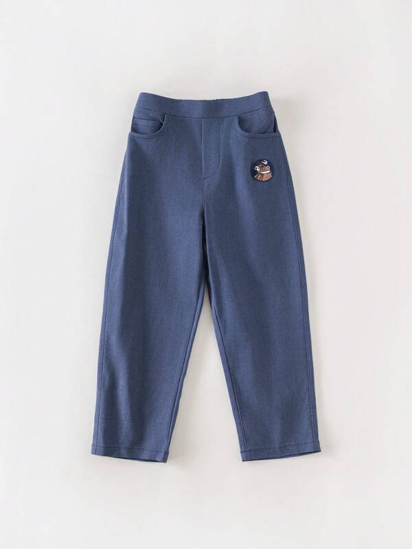 PrepCrw Young Boys' School Style Elastic Waist Blue Woven Pants, Autumn/Winter