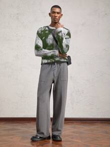 AKNOTIC Business Casual Men's Loose Drop Shoulder Crew Neck Long Sleeve Knit Sweater, For Fall Winter - Multicolor - View 3