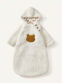 Cozy Pixies 1 Pc Baby Bear Embroidery Hooded Sleeping Bag, Warm For Autumn/ - White - View 6
