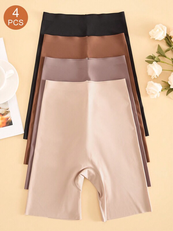 Shein Underwear&Sleepwear Basics 4pcs/Pack Seamless Solid Color Briefs, Simple Design