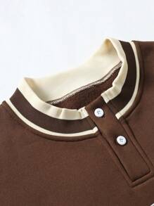 Manfinity Sporsity 1pc Men's Letter Print Pocket Round Neck Casual Versatile Long Sleeve Sweatshirt