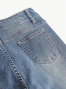 Sparklyn Tween Girls Y2K Style Casual Washed Flare Leg Jeans - Medium Wash - View 4