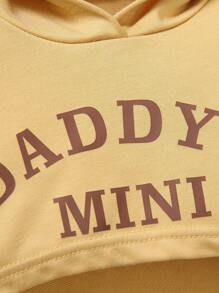 SHEIN 3 件套少女套装：字母印花短款连帽运动衫、吊带背心和松紧腰运动裤，适合休闲户外活动 - 杏色 - 查看 5