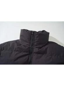 Gym Rark Boyfriend Style Men's Ombre Color Long Sleeve Zip Front Loose Casual Sports Padded Coat Puffer Jacket - Black and White - View 4