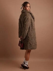 COSMINA 女士简约纯色长袖蓬松开衫，休闲 - 咖啡棕 - 查看 2