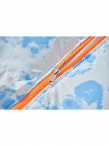 Manfinity Sport Corelite Boyfriend Style Men's Front Zip Long Sleeve Pocket Casual Jacket, Everyday Wear Puffer Jacket - Blue and White - View 5