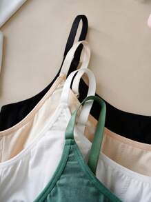 4 件套纯色休闲露背少女内衣 - 彩色 - 查看 3