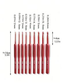 9Pcs/Set Red Sweater Crochet Set, Silicone Handle Stainless Steel Crochet Set DIY Sweater Knitting Needles, Autumn And Winter Decoration, Clothing Mending Tools Christmas For Holiday Gift Giving,Decorations