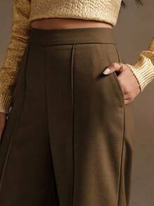 Anewsta 女士棕色保暖、别致、优雅、休闲的办公正装长裤