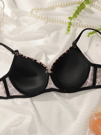 Leopard Print Underwire BH Slipje Lingerie Set view 4