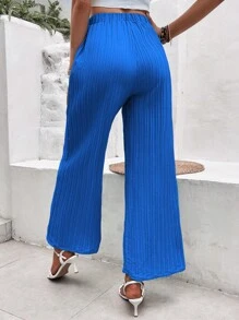Breezaya Quần nữ Thắt nút màu trơn Giải trí - Màu xanh lam - Xem 2