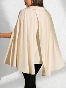 SHEIN Unity Blusa informal elegante con cuello de bufanda y cintura ceñida para uso diario, color albaricoque - Albaricoque - Ver 2