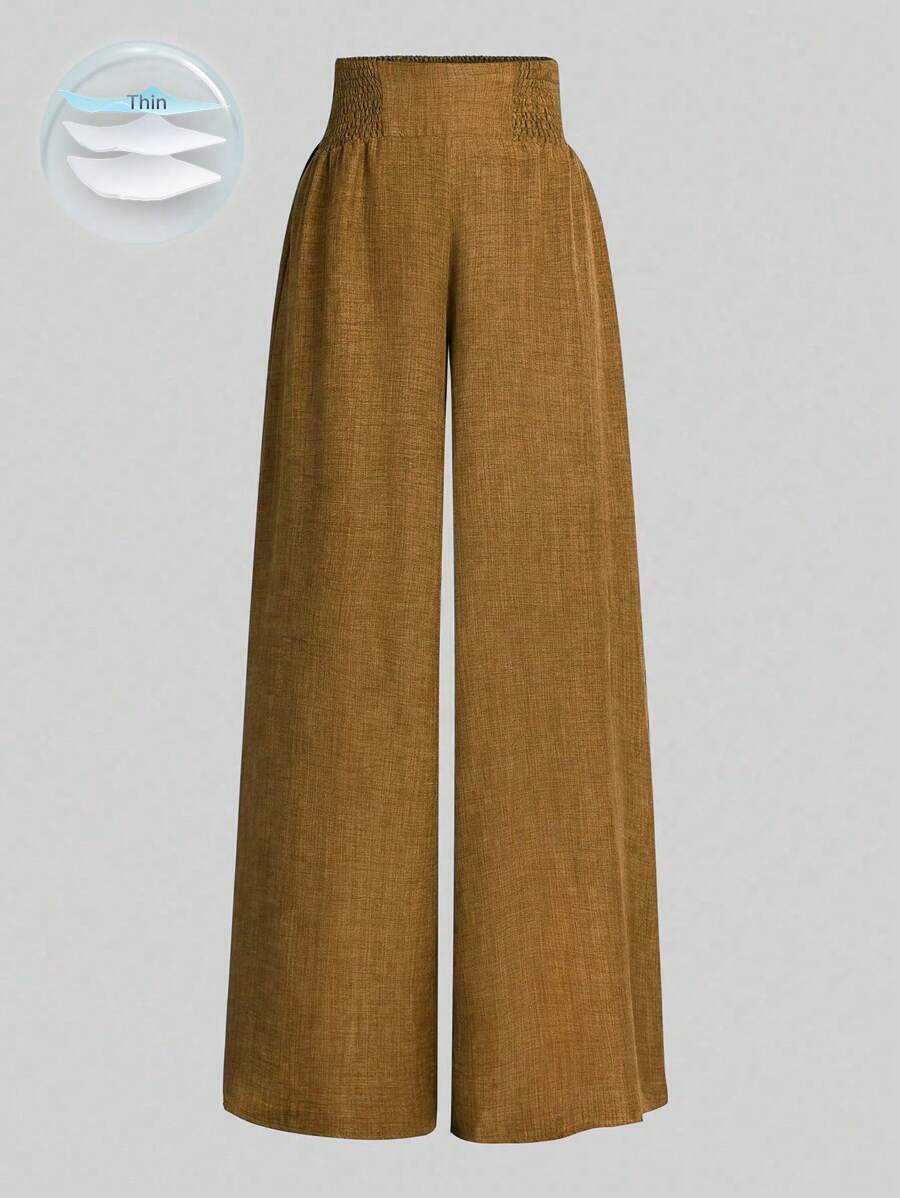 SHEIN Clasi Women's Wide-Waisted Wide-Leg Trousers Fall Cloth For Women - Khaki - View 1
