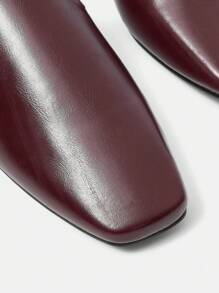 MOTF PREMIUM 复古舒适休闲踝红色 PU 皮革一脚蹬方头平底鞋