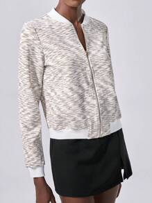 SHEIN Unity 全新设计独特个性化修身女士夹克，色彩鲜艳，秋季 - 卡其色 - 查看 3
