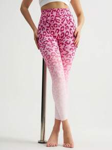 SHEIN Sport Gameset Leopard Print Tummy Control Sports Leggings