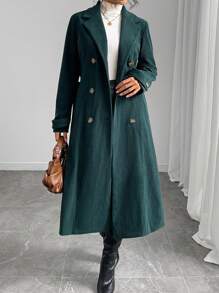 Chiquease Women Stand Collar Straight Ribbed Windbreaker Jacket, Autumn - Green - View 6