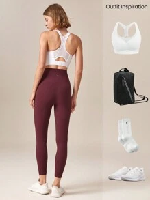 GLOWMODE Quần bó cài nút FeatherFit™-Sculpt 24" Corset cạp cao siêu cao, tập luyện chạy bộ cường độ trung bình hàng ngày tại phòng tập - Màu Đỏ Sâu - Xem 8