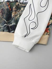 ROMWE MEN Street Life Men's Layered Wide Sleeve Hoodie, Street Style - Green - View 4