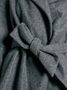 AiiRZ Wool Wrap Coat Winter Kimono Style Oversized Belted Long Outerwear Elegant Business Office Fall Autumn Spring Fashion - Dark Grey - View 3