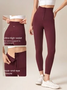 GLOWMODE Quần bó cài nút FeatherFit™-Sculpt 24" Corset cạp cao siêu cao, tập luyện chạy bộ cường độ trung bình hàng ngày tại phòng tập - Màu Đỏ Sâu - Xem 4