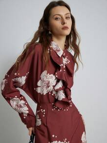 Aveloria Modichic 2pcs Set: Design With Ruffle Collar Shirt And Skirt Holiday Party Clothes  - Multicolor - View 6