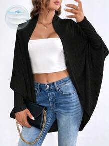 SHEIN Essnce tay cánh Mở Mặt trước áo - màu đen - Xem 1