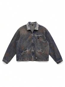 NEON BLANC Men's Retro Washed Denim Long Sleeve Jacket
