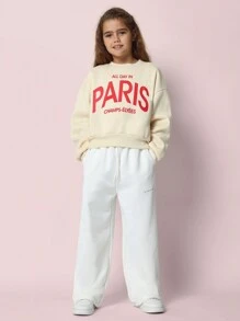 SUMWON All Day In Paris Champs Elysees Sweatshirt Soft Fleece Sportswear Loungewear Casual College Style Fall Winter Street Fashion Classic Pullover