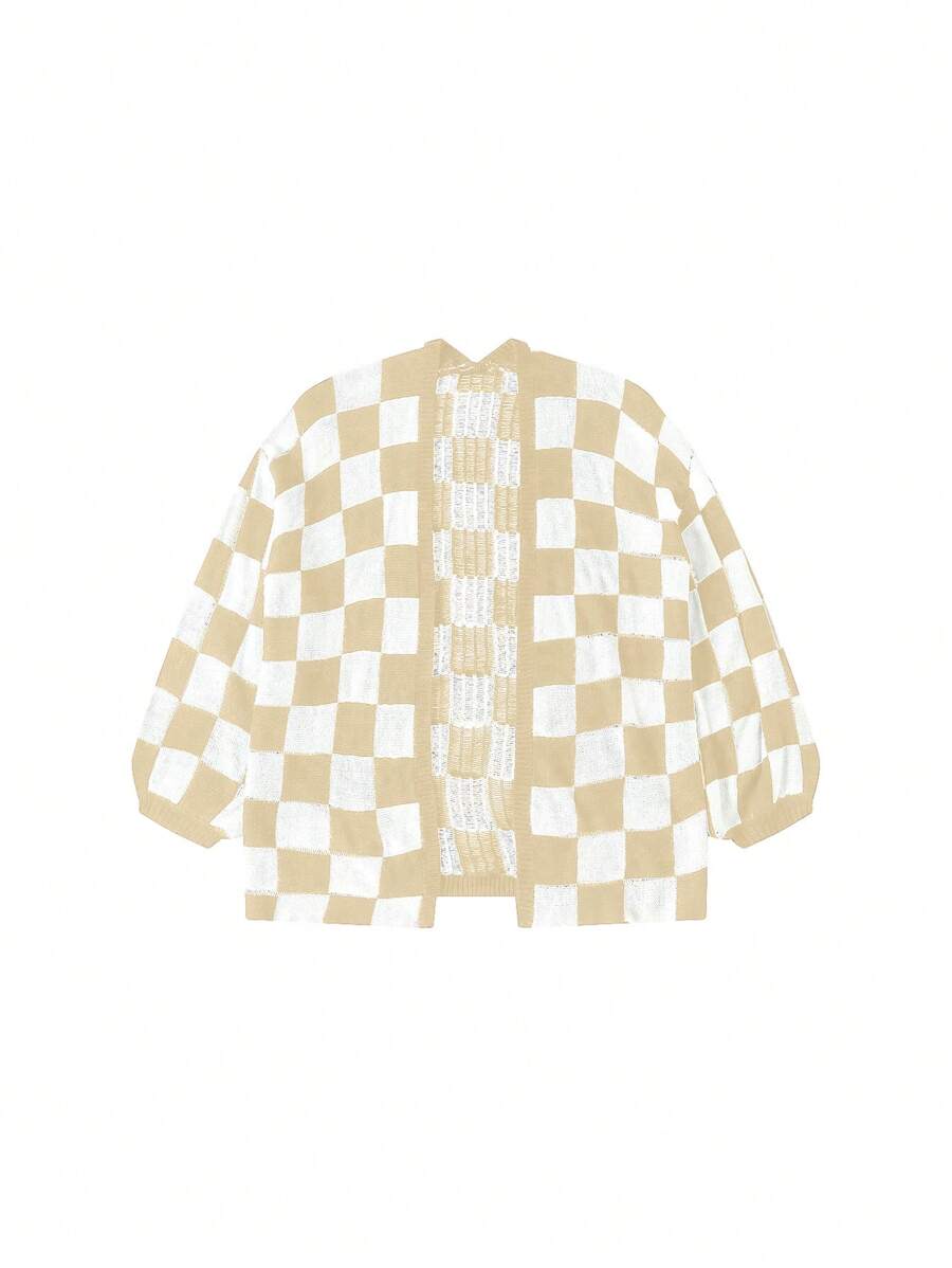 SHEIN Unity Women Plaid Print Casual Long Sleeve Cardigan, Everyday Wear Fall Cloth For Women - Multicolor - View 1