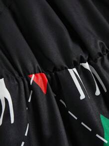 SHEIN LUNE 1pc Women Christmas Elegant Woven Shirt Dress Fall Cloth For Women