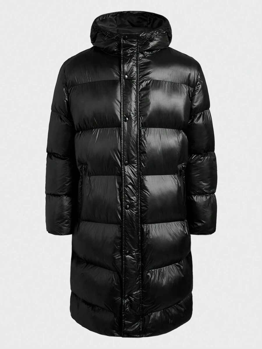 Manfinity VCAY Men's Oversized Loose Dropped Shoulder Hooded Padded Coat Suitable For Winter - Black - View 1