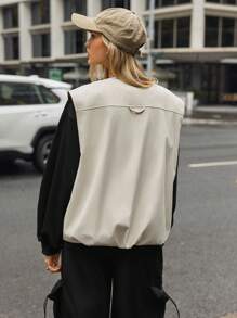 SHEIN Unity 1 套：女式休闲拉链背心 + 轻质无袖西装外套