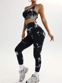 Easithlete Women's Tie-Dye Slim Fit Yoga Sports Set